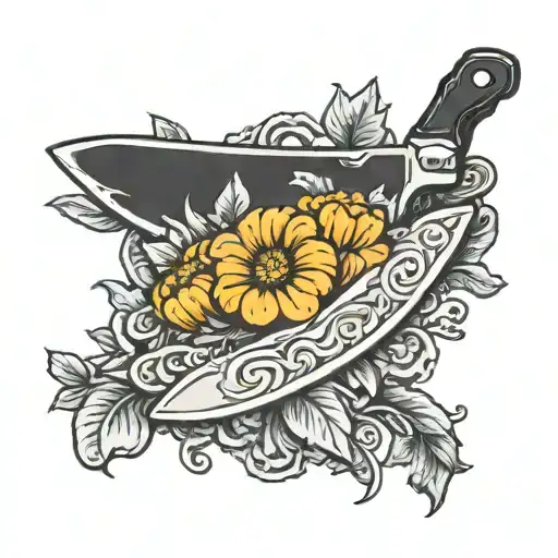 Chef Knife With Marigolds