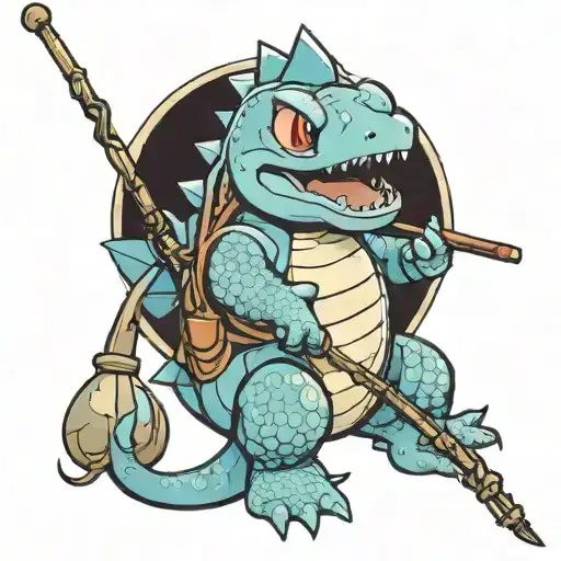 Totodile With A Fishing Pole