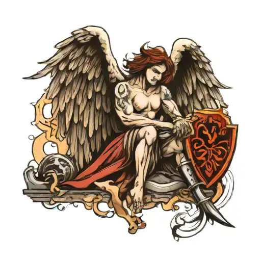 Fallen Angel With A Crusader Quote Written