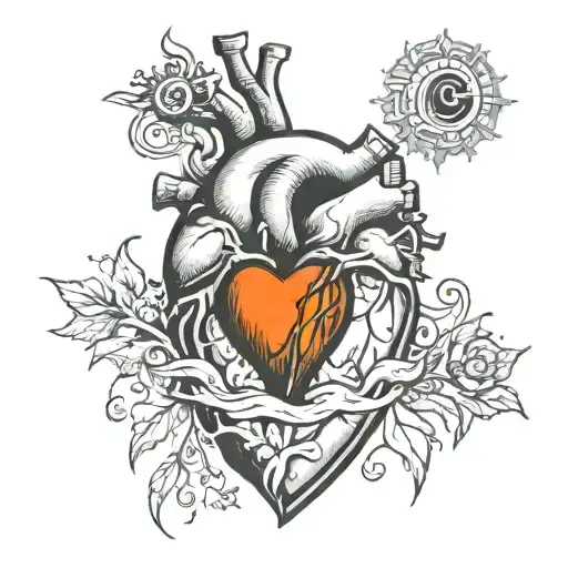 Anatomical Heart On Fire