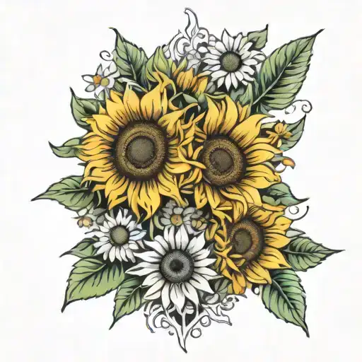 Sunflower And Daisy Bouquet