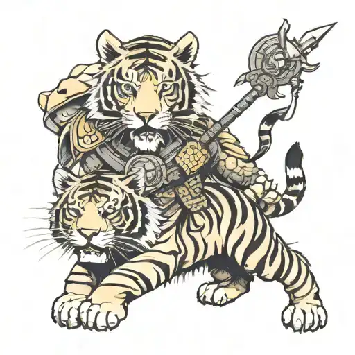 Tiger With A Warrior Soldier