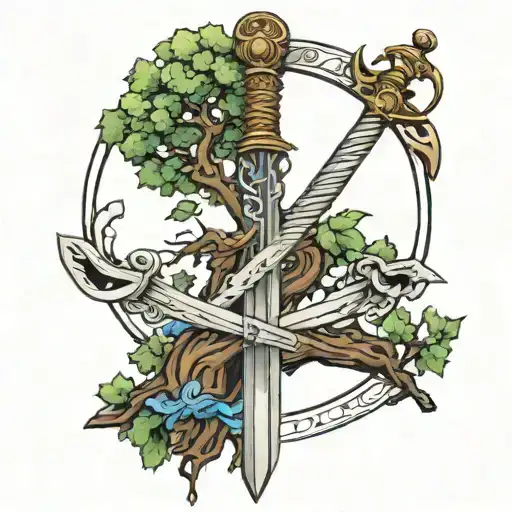 Tree And Sword Intertwined