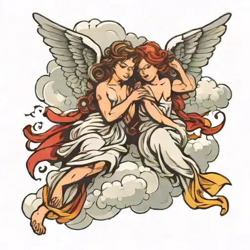 Angels And Clouds In The Background