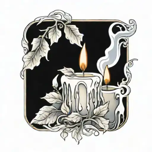 Melting Candle Wax Dripping With Leaves Intertwined