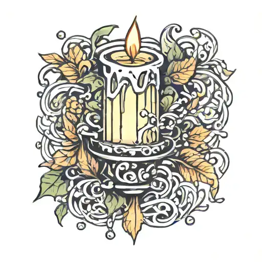 Narrow Melting Candle Wax Dripping With Leaves Intertwined