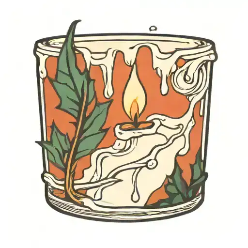 Narrow Melting Candle Wax Dripping With Leaves Intertwined