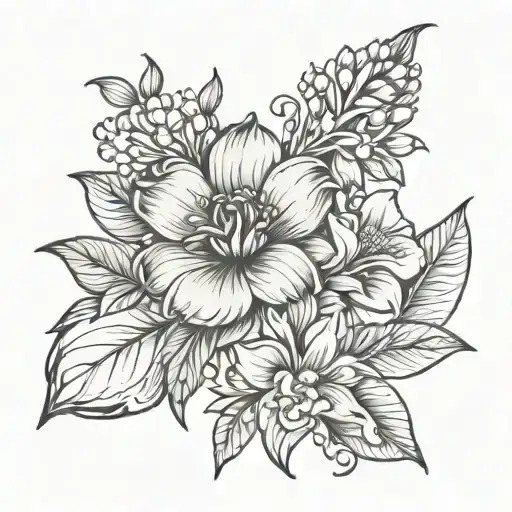 Month Minimalist Family Birth Flower