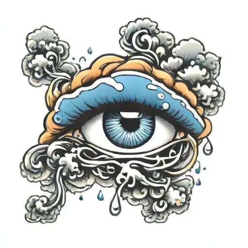Rain Cloud Tattoo Around Eye