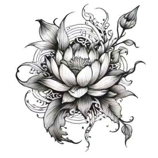 Lotus That Is Intertwined With Nature Or A Mountain