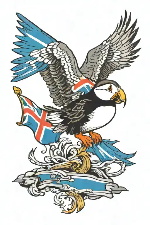 Shetland Islands Flag Puffin Bird Perched