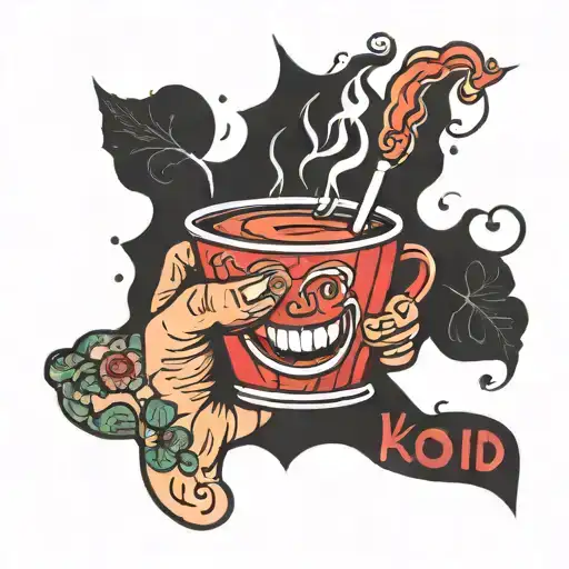 Coffee Cup Holding Hands With The Kool Aid Guy