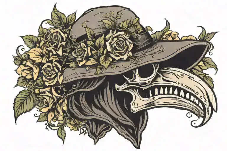 Plague Doctor Skull Floral