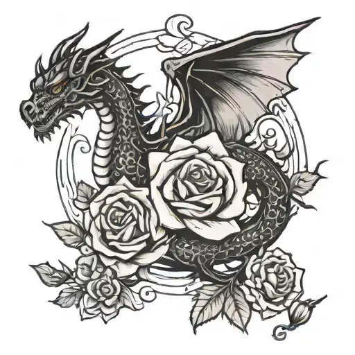 Dragon And Rose And Car