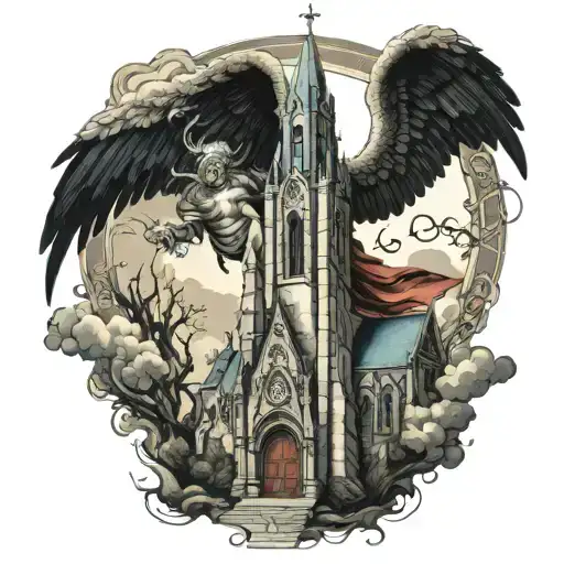 Gothic Style Church With Archangel Michael's Prayer Scripture