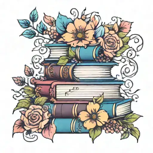 Colorful Book Stack Florals Forearm