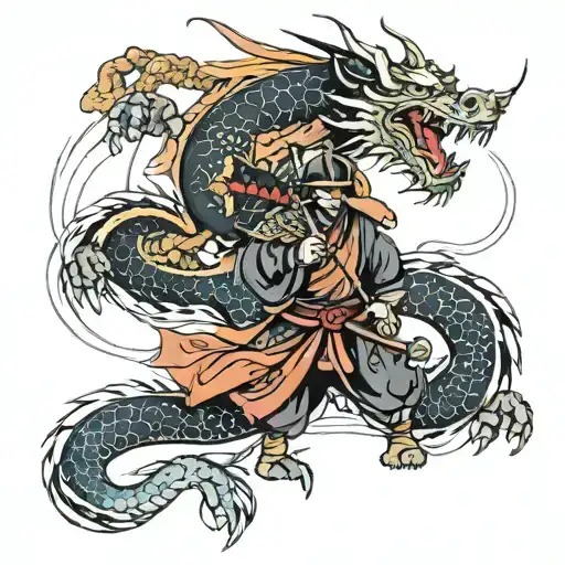 Samurai And Dragon Wrapped