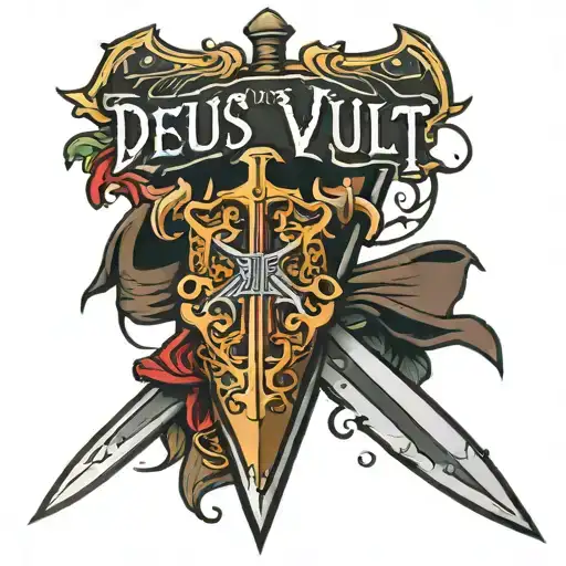 Deus Vult Phrase With Sword