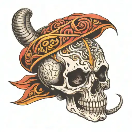 Skull Protected By A Wrapped Cobra