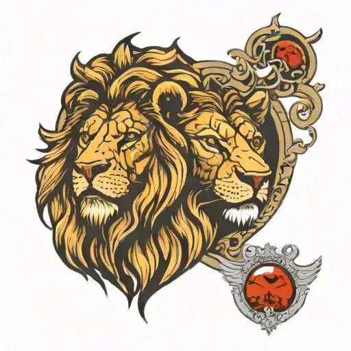 Lion Heart With Lion On Inner Right Bicep And Heart On Inner Left Bicep With Lions Eyes Behind Both