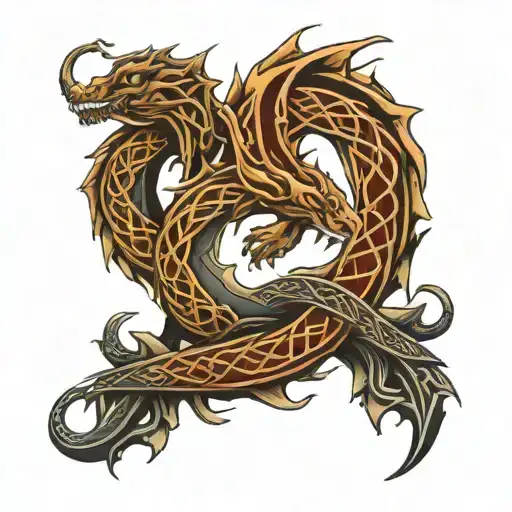 Celtic Dragon Intertwined Representing