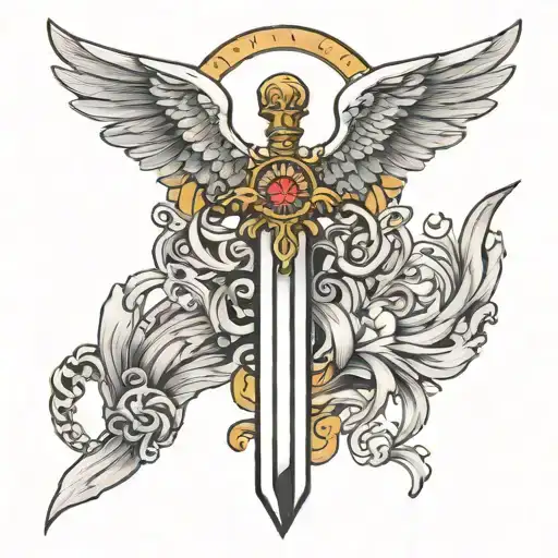 Angel Wings With A Sword In The Middle