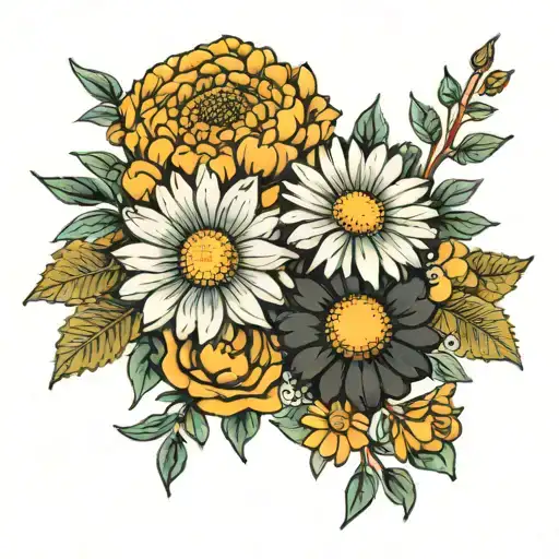 Marigold And Daisy Flowers