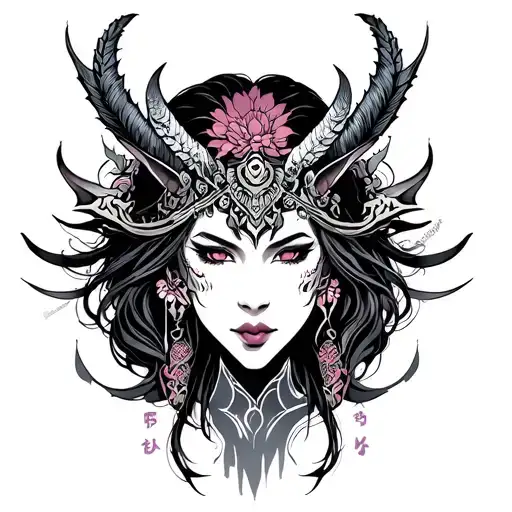 Face Of Woman Mi Valkyrie Mi Demon Japanese Style