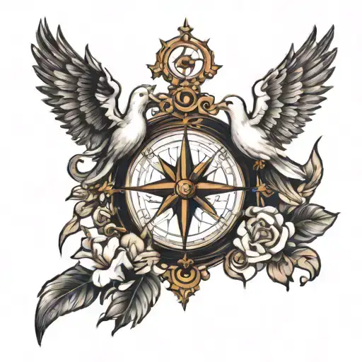 Compass And Doves In Love