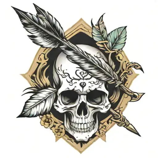Arrow With Skull And Feathers