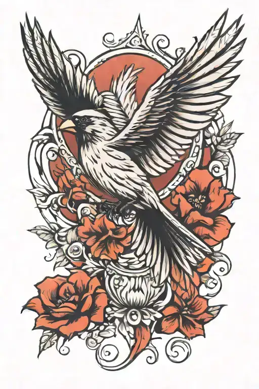 Cardinal Bird Soaring