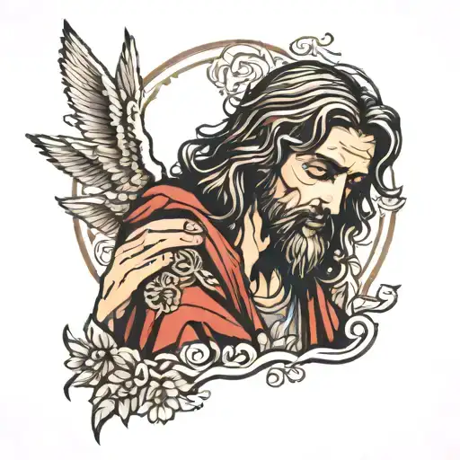 Jesus Looking Down On Boy