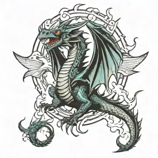 Dragon Breathing Fire With Wings