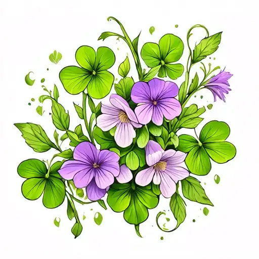 Fairy Trail With Wood Sorrel And Foxglove Flowers Intertwined