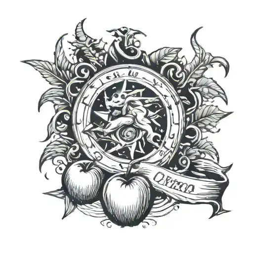 Capricorn Sea Gear Standing On A Apple And Five Pointed Star