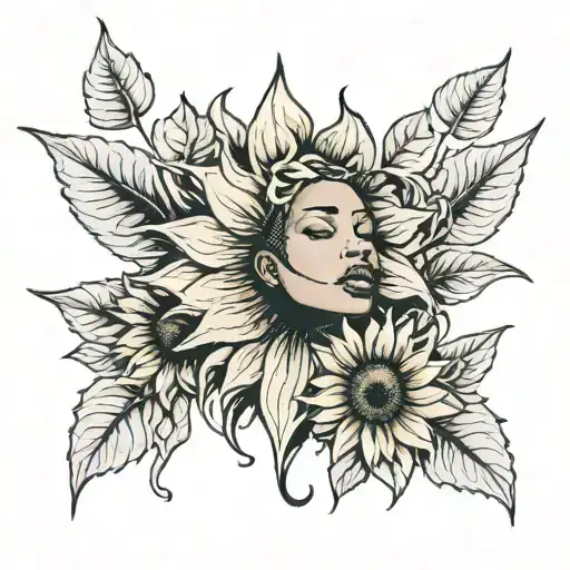 Sunflower With Body Of Black Women