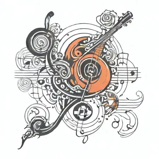 A Tattoo Design Incorporating Music Symbols And A Poetic Line In A Minimalist Style