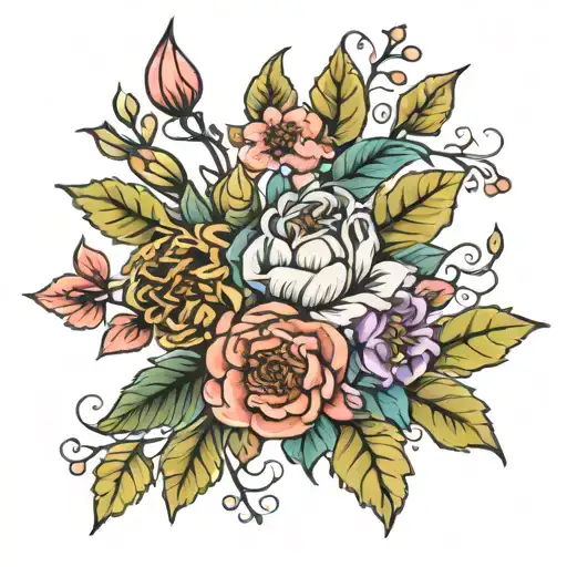 March May August September Of Over November December Birth Month Flower Bouquet