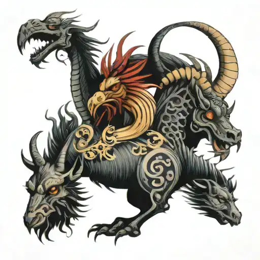 Dragon And Goat And Rooster And Dog