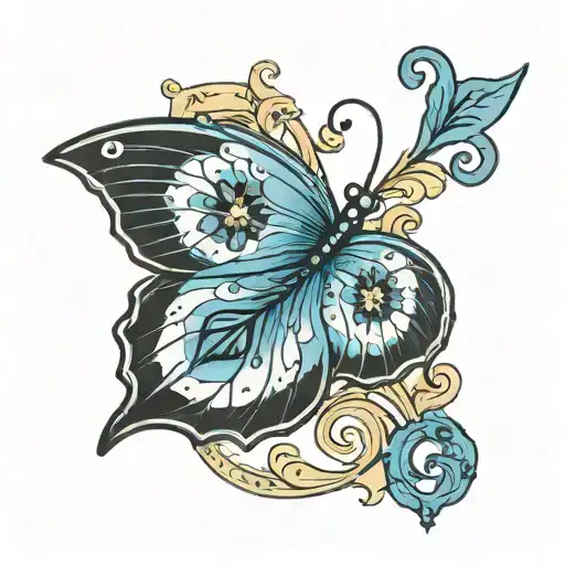 Blue Butterfly With Semi Colon And Arrow Piercing