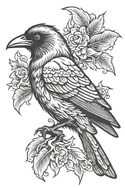 Raven On Left Shoulder Sleeve