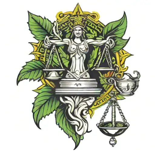 Arm Tattoo With Women Money Weed Scales Of Justice Loyalty