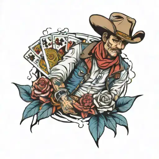 Cowboy Graffiti With A Western Poker Theme Sleeve