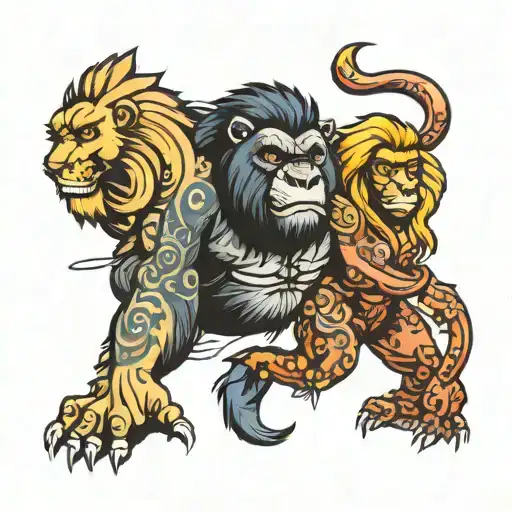 Lion And Gorilla