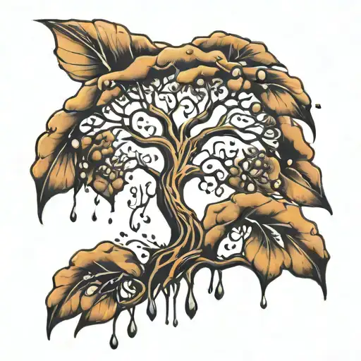 Family Tree With Rain Falling