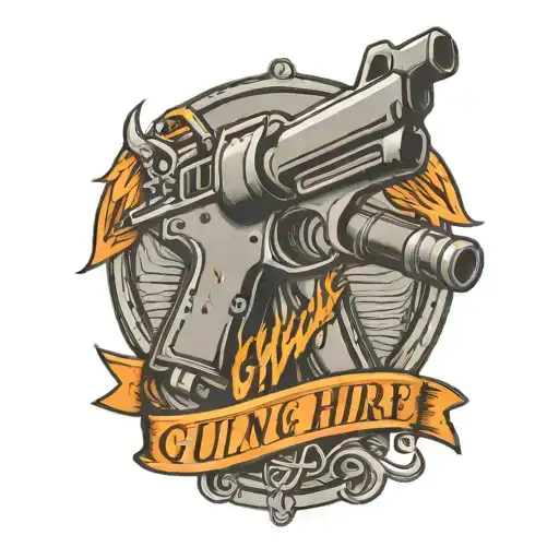 Fallout Handgun With The Text Gun For Hire In Greyscale