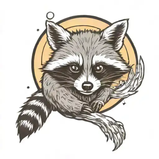 Raccoon Sitting On The Moon