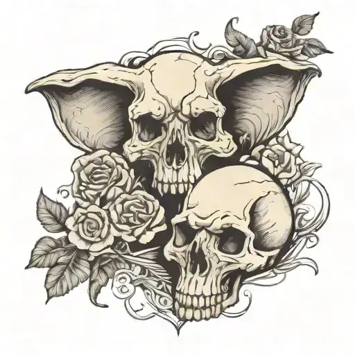 Two Dog Skulls Opposite