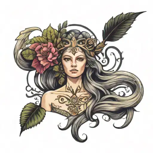 Slavic Goddess Of Nature Looking Straight