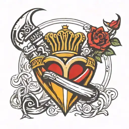 A Italian Horn Intertwined With A Claddagh Ring